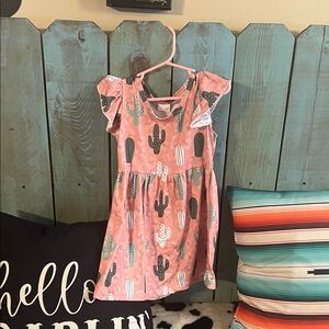 Cactus Print Pink Kids Dress